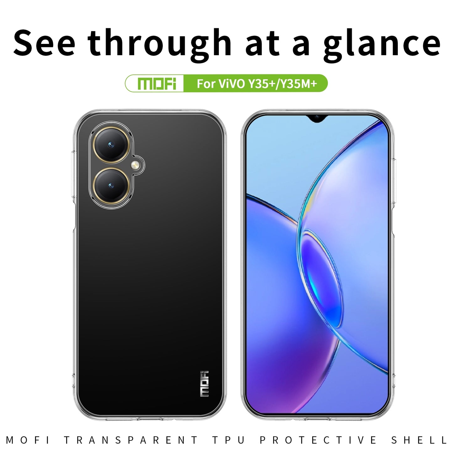 For vivo Y35+/Y35M+ Clear TPU Case - Ultra-Thin, Shockproof, Anti-Yellowing Transparent Soft Protective Cover with Precise Cutouts, Scratch Resistance & Lightweight Design