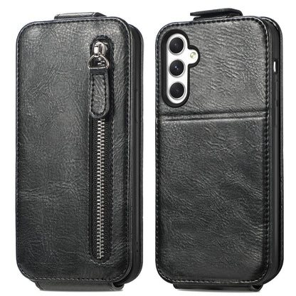 Samsung Galaxy A25 5G Zipper Wallet Case - Vertical Flip Leather Phone Cover with Multiple Card Slots and Stand