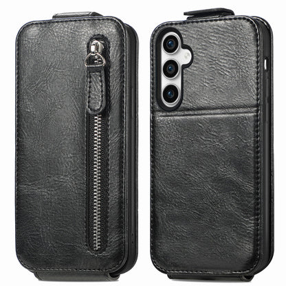 Samsung Galaxy S23 FE 5G Zipper Wallet Case - Vertical Flip Leather Phone Cover with Multiple Card Slots and Stand