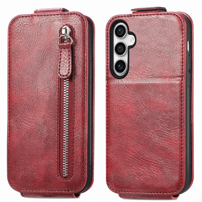 Samsung Galaxy S23 FE 5G Zipper Wallet Case - Vertical Flip Leather Phone Cover with Multiple Card Slots and Stand