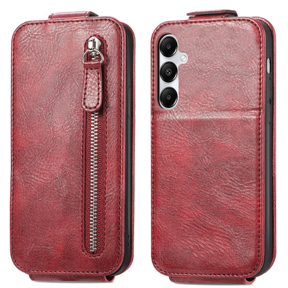 Samsung Galaxy A55 5G Zipper Wallet Case - Vertical Flip Leather Phone Cover with Multiple Card Slots and Stand