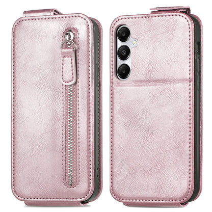 Samsung Galaxy A55 5G Zipper Wallet Case - Vertical Flip Leather Phone Cover with Multiple Card Slots and Stand