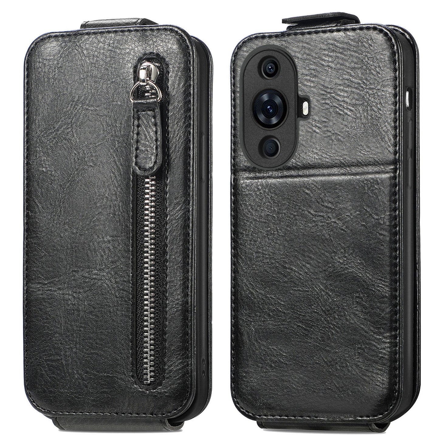 Huawei Nova 11 Pro Zipper Wallet Case - Vertical Flip Leather Phone Cover with Multiple Card Slots and Stand