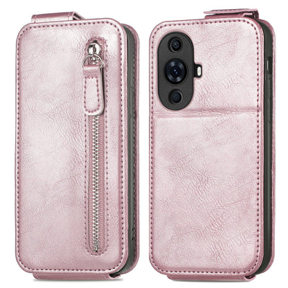 Huawei Nova 11 Pro Zipper Wallet Case - Vertical Flip Leather Phone Cover with Multiple Card Slots and Stand