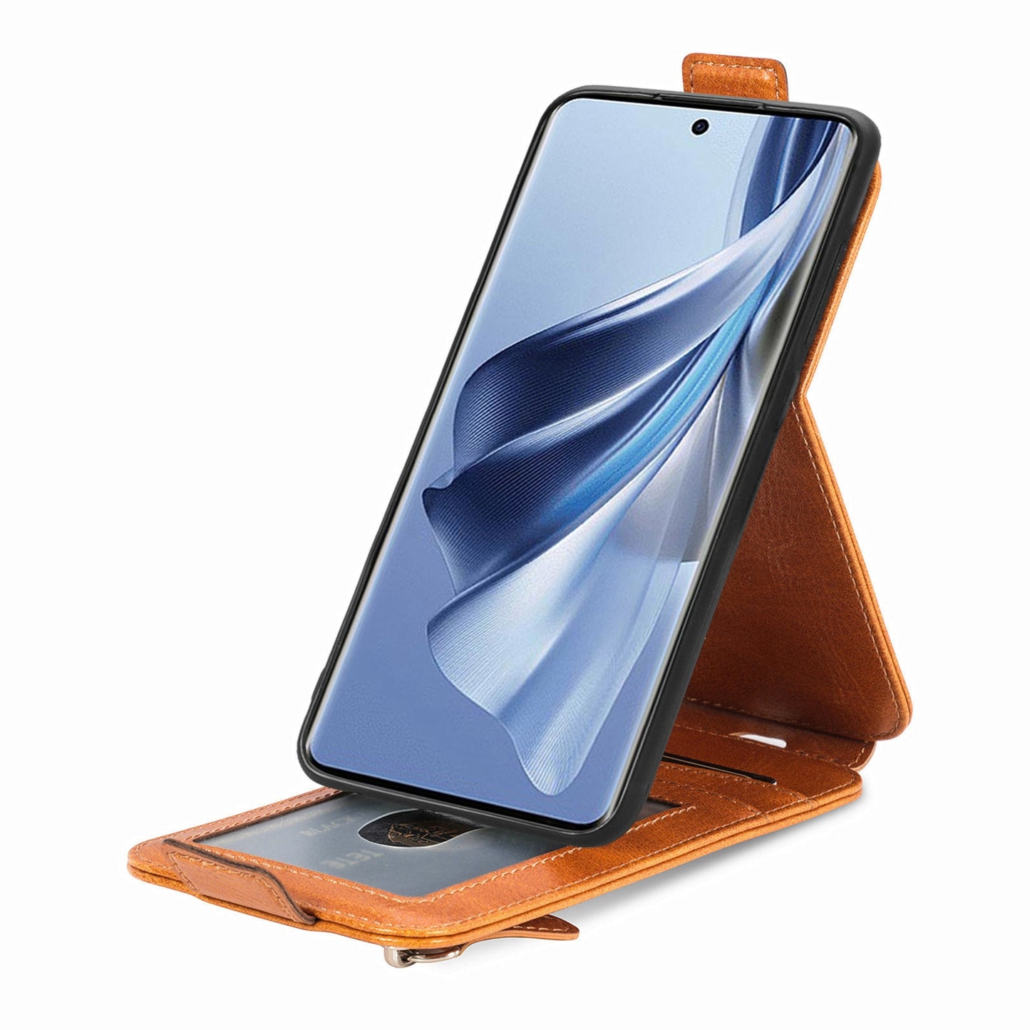 OPPO Reno 10 Zipper Wallet Case - Vertical Flip Leather Phone Cover with Multiple Card Slots and Stand