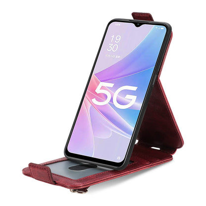 OPPO A78 5G Zipper Wallet Case - Vertical Flip Leather Phone Cover with Multiple Card Slots and Stand