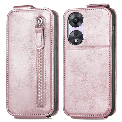 OPPO A78 5G Zipper Wallet Case - Vertical Flip Leather Phone Cover with Multiple Card Slots and Stand