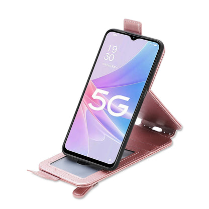 OPPO A78 5G Zipper Wallet Case - Vertical Flip Leather Phone Cover with Multiple Card Slots and Stand