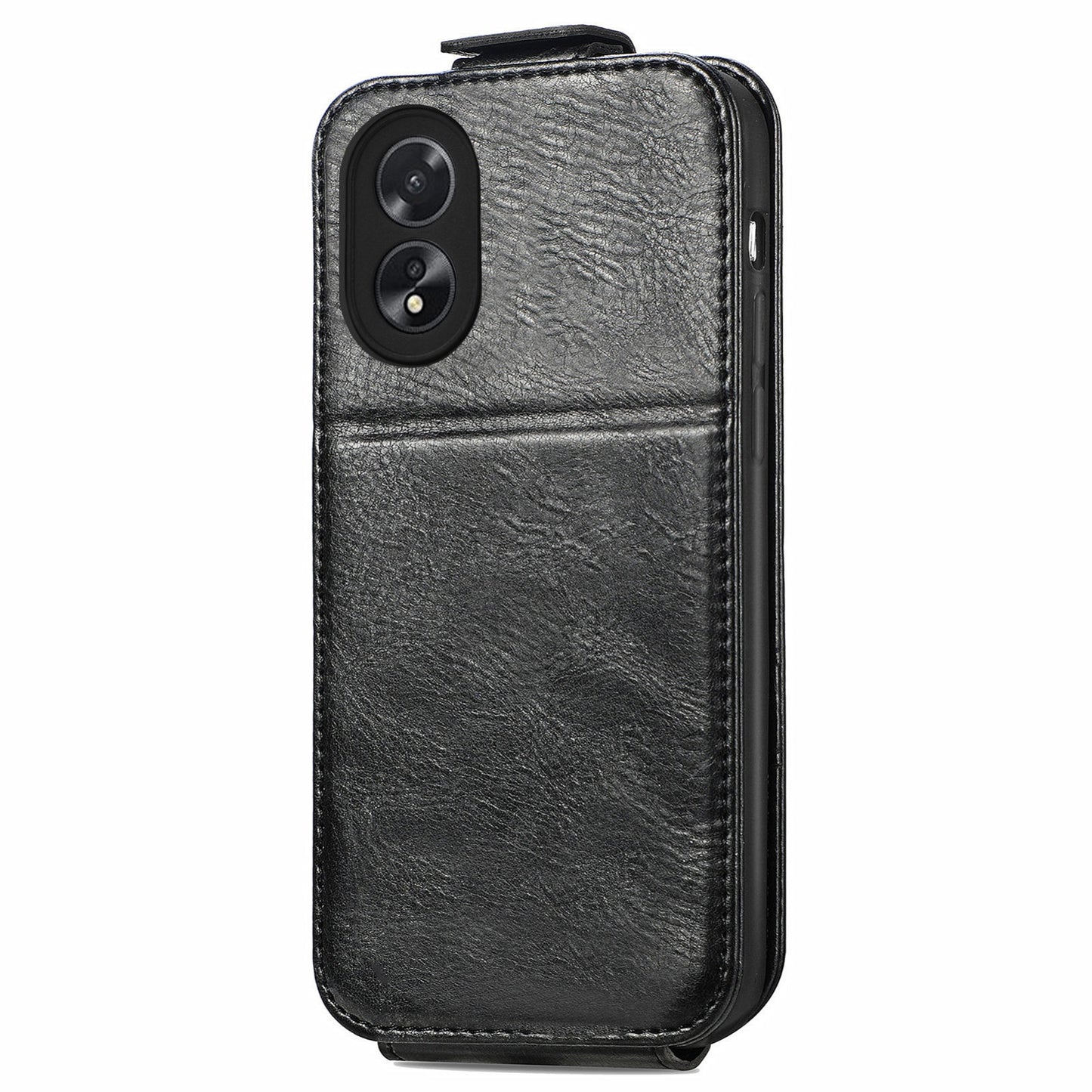 OPPO A38 Zipper Wallet Case - Vertical Flip Leather Phone Cover with Multiple Card Slots and Stand