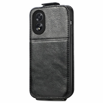 OPPO A38 Zipper Wallet Case - Vertical Flip Leather Phone Cover with Multiple Card Slots and Stand