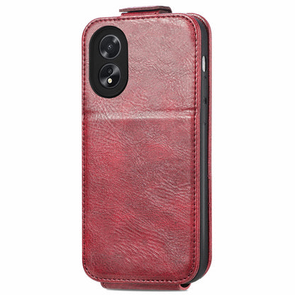 OPPO A38 Zipper Wallet Case - Vertical Flip Leather Phone Cover with Multiple Card Slots and Stand