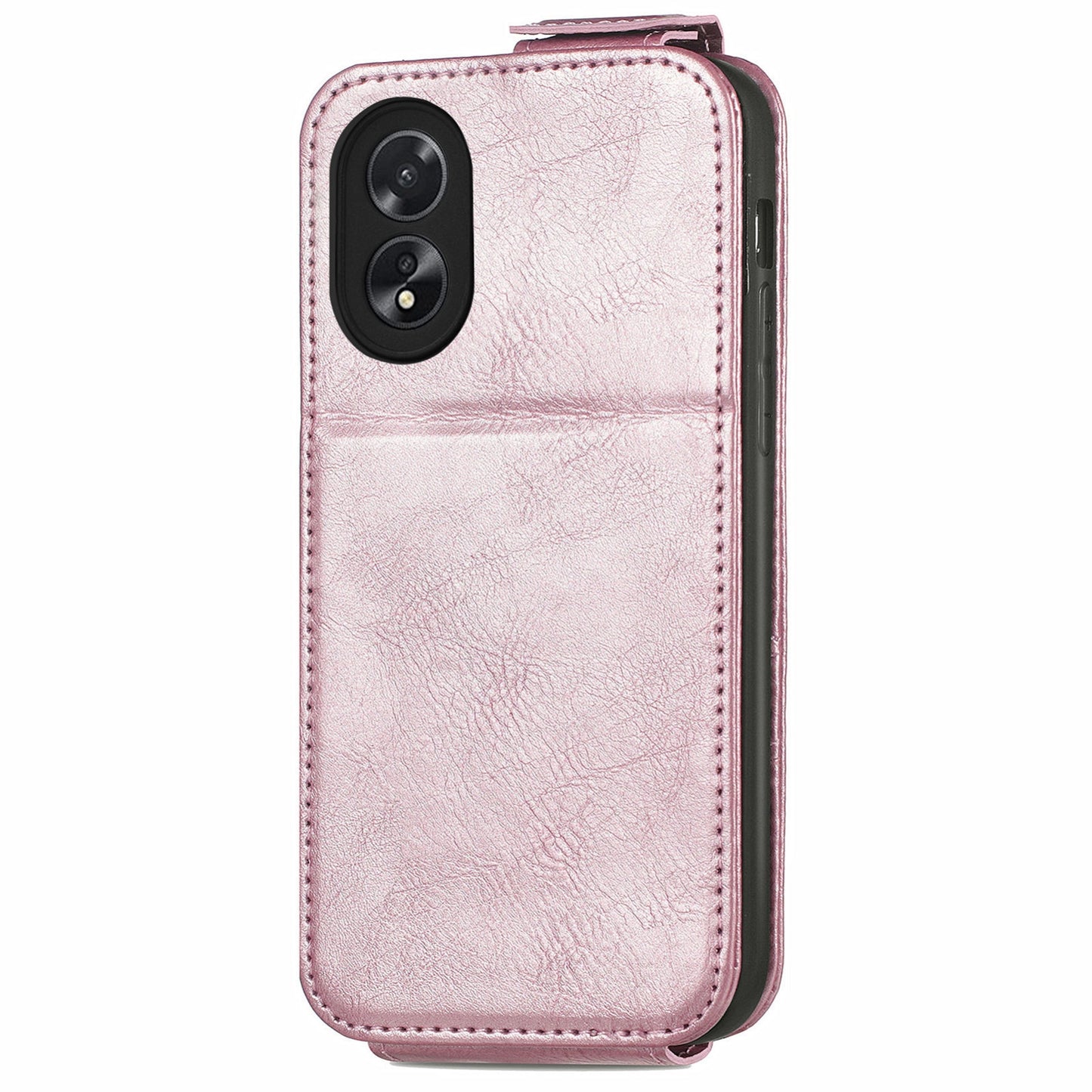 OPPO A38 Zipper Wallet Case - Vertical Flip Leather Phone Cover with Multiple Card Slots and Stand