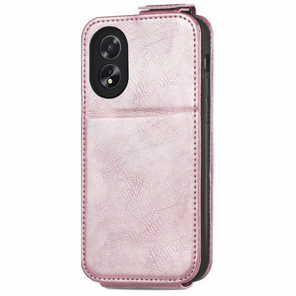 OPPO A38 Zipper Wallet Case - Vertical Flip Leather Phone Cover with Multiple Card Slots and Stand