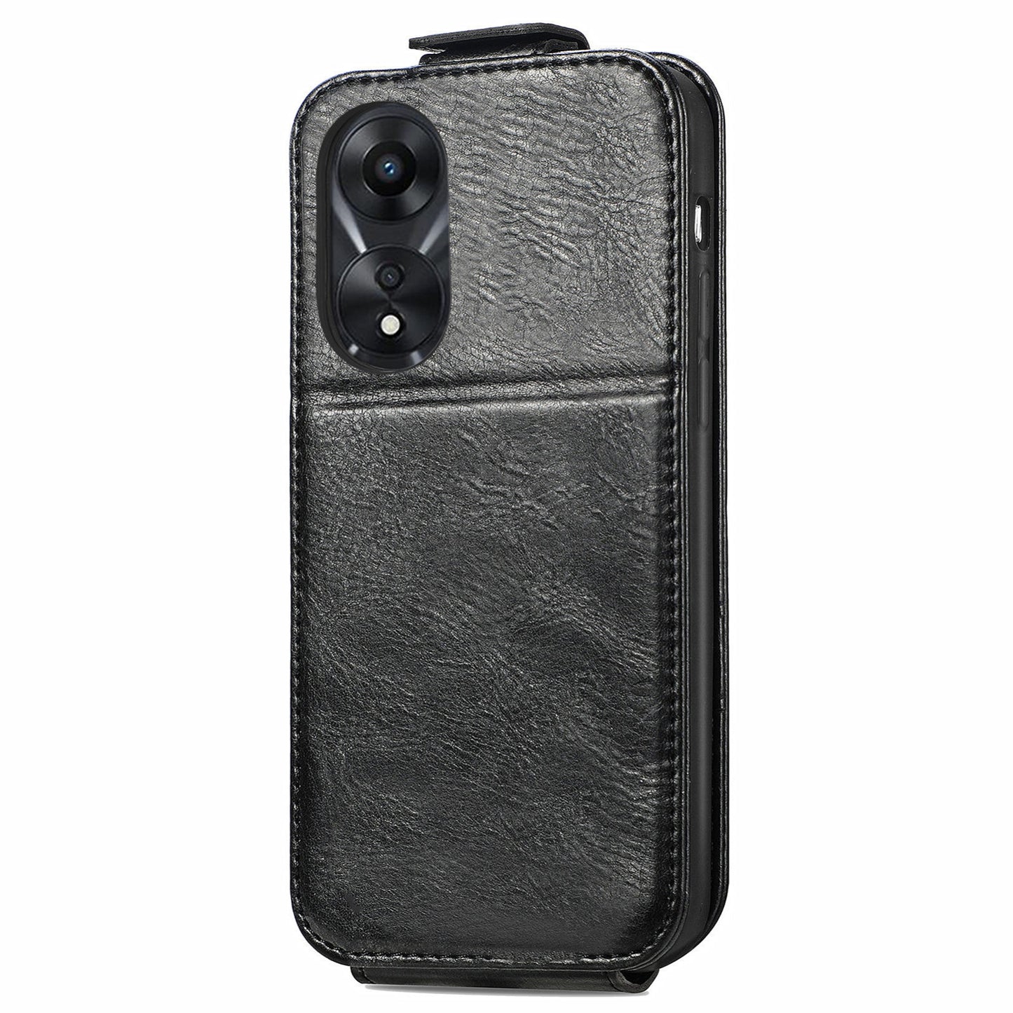 OPPO A58 Zipper Wallet Case - Vertical Flip Leather Phone Cover with Multiple Card Slots and Stand