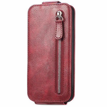 OPPO A58 Zipper Wallet Case - Vertical Flip Leather Phone Cover with Multiple Card Slots and Stand