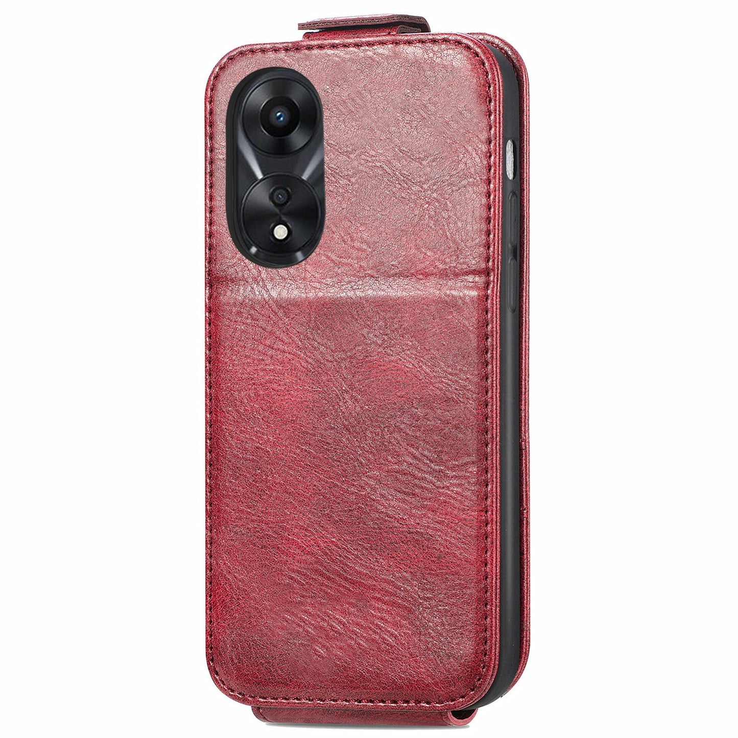 OPPO A58 Zipper Wallet Case - Vertical Flip Leather Phone Cover with Multiple Card Slots and Stand