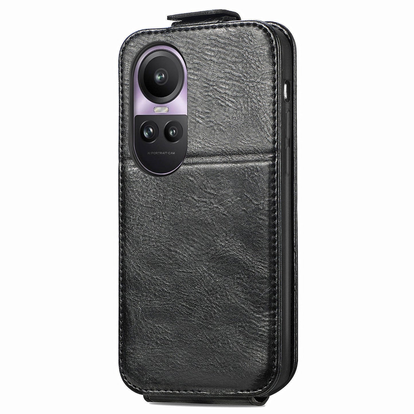 OPPO Reno 10 Pro 5G Zipper Wallet Case - Vertical Flip Leather Phone Cover with Multiple Card Slots and Stand
