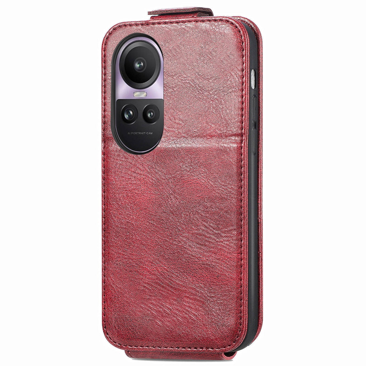 OPPO Reno 10 Pro 5G Zipper Wallet Case - Vertical Flip Leather Phone Cover with Multiple Card Slots and Stand