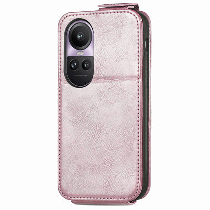 OPPO Reno 10 Pro 5G Zipper Wallet Case - Vertical Flip Leather Phone Cover with Multiple Card Slots and Stand