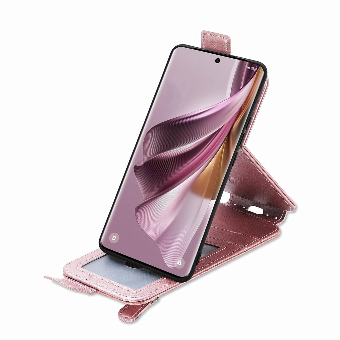 OPPO Reno 10 Pro 5G Zipper Wallet Case - Vertical Flip Leather Phone Cover with Multiple Card Slots and Stand