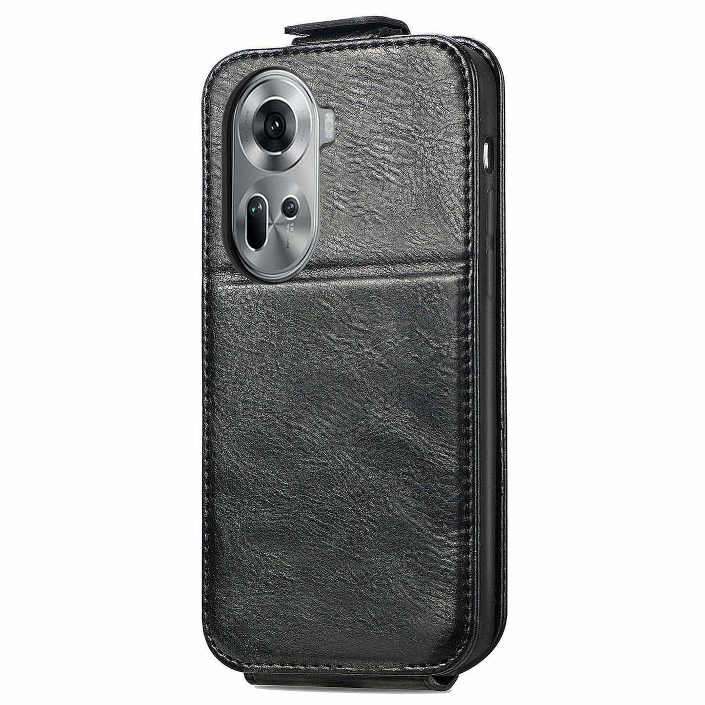 OPPO Reno11 EU Zipper Wallet Case - Vertical Flip Leather Phone Cover with Multiple Card Slots and Stand
