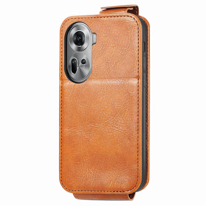 OPPO Reno11 EU Zipper Wallet Case - Vertical Flip Leather Phone Cover with Multiple Card Slots and Stand