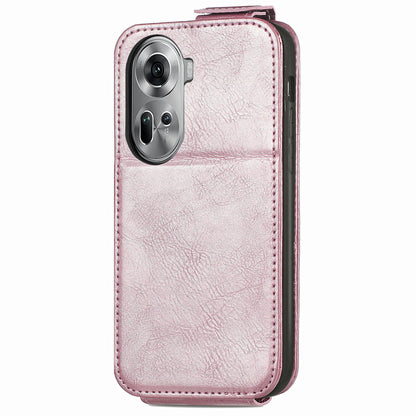OPPO Reno11 EU Zipper Wallet Case - Vertical Flip Leather Phone Cover with Multiple Card Slots and Stand