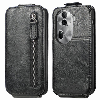 OPPO Reno11 Pro EU Zipper Wallet Case - Vertical Flip Leather Phone Cover with Multiple Card Slots and Stand