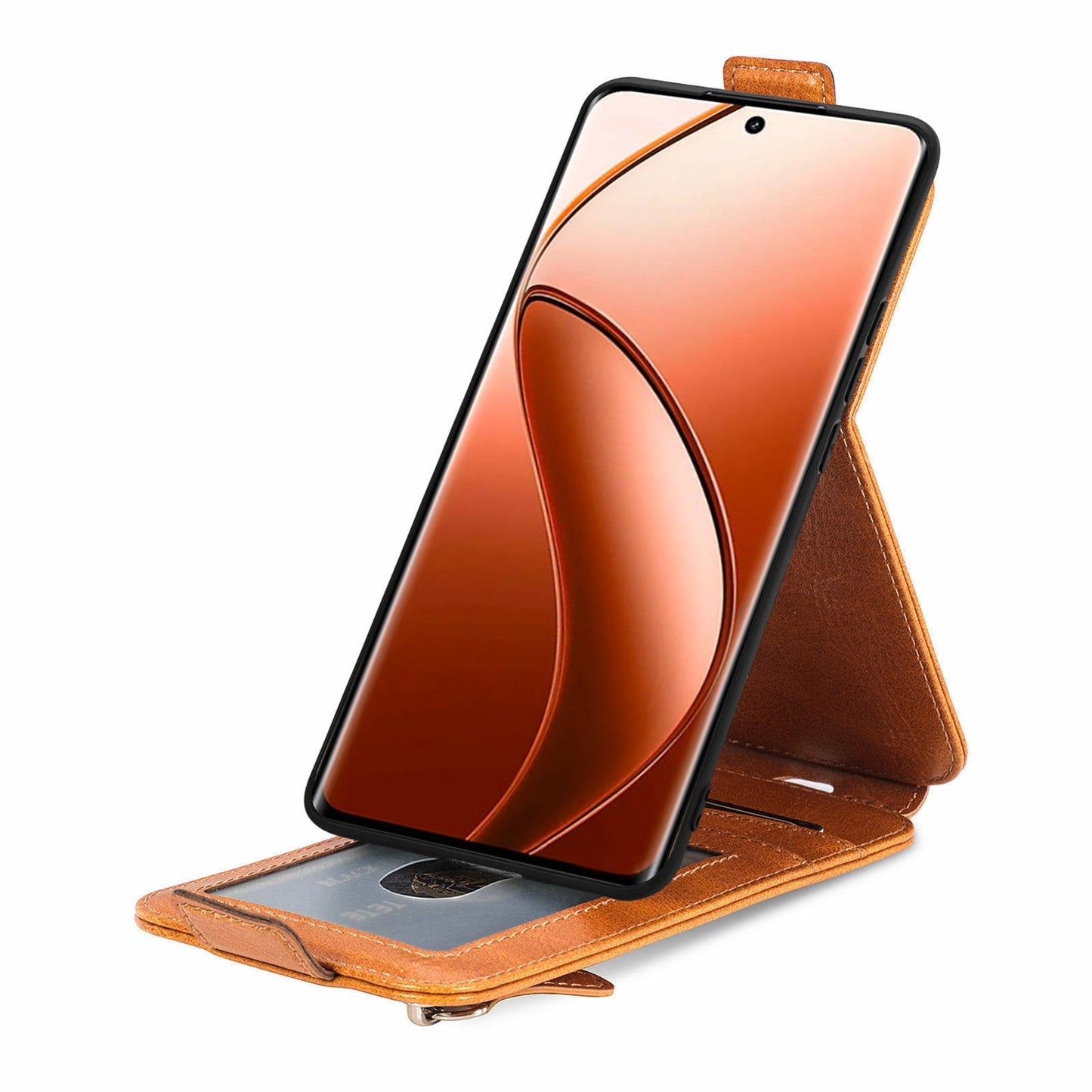 Realme 12 Pro+ Zipper Wallet Case - Vertical Flip Leather Phone Cover with Multiple Card Slots and Stand