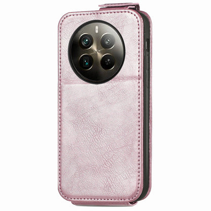 Realme 12 Pro+ Zipper Wallet Case - Vertical Flip Leather Phone Cover with Multiple Card Slots and Stand