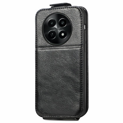 Realme 12 Zipper Wallet Case - Vertical Flip Leather Phone Cover with Multiple Card Slots and Stand