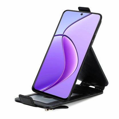 Realme 12 Zipper Wallet Case - Vertical Flip Leather Phone Cover with Multiple Card Slots and Stand