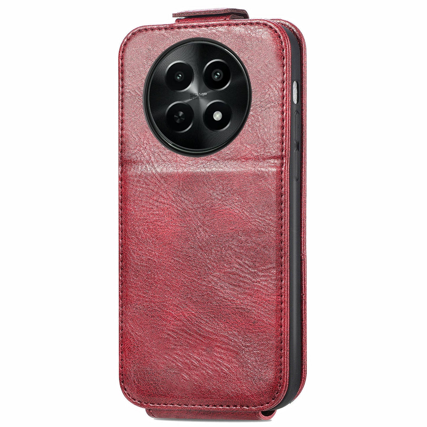 Realme 12 Zipper Wallet Case - Vertical Flip Leather Phone Cover with Multiple Card Slots and Stand