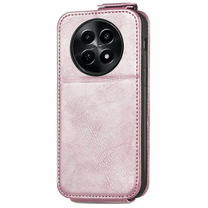 Realme 12 Zipper Wallet Case - Vertical Flip Leather Phone Cover with Multiple Card Slots and Stand