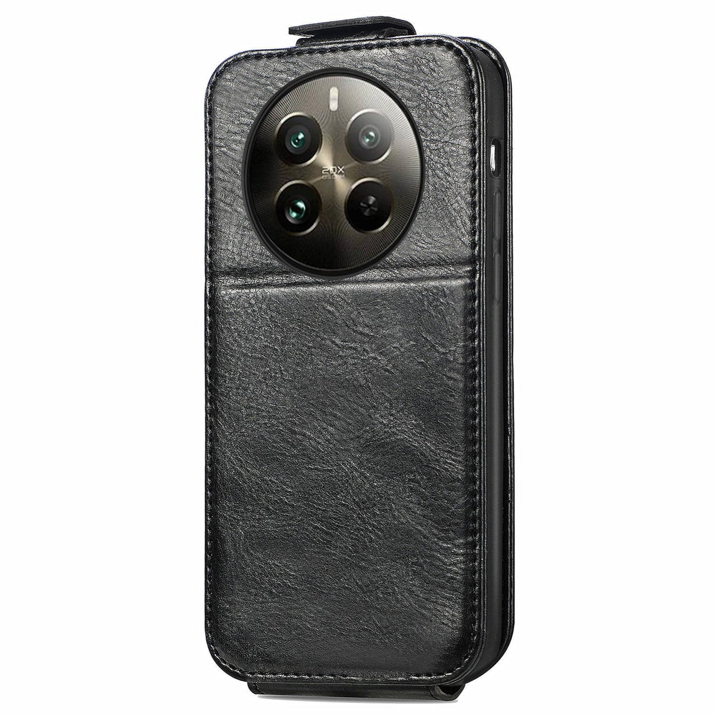 Realme 12+ Zipper Wallet Case - Vertical Flip Leather Phone Cover with Multiple Card Slots and Stand