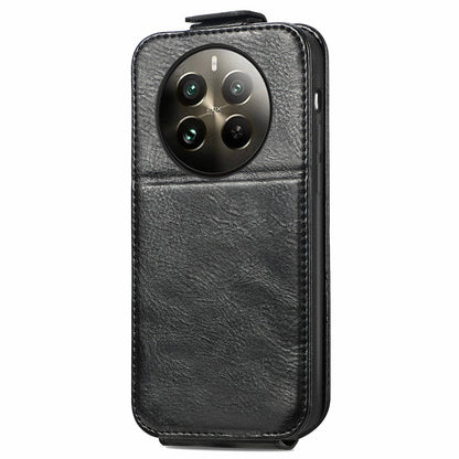 Realme 12+ Zipper Wallet Case - Vertical Flip Leather Phone Cover with Multiple Card Slots and Stand