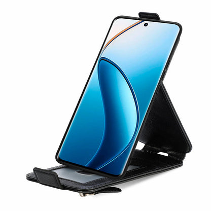 Realme 12+ Zipper Wallet Case - Vertical Flip Leather Phone Cover with Multiple Card Slots and Stand