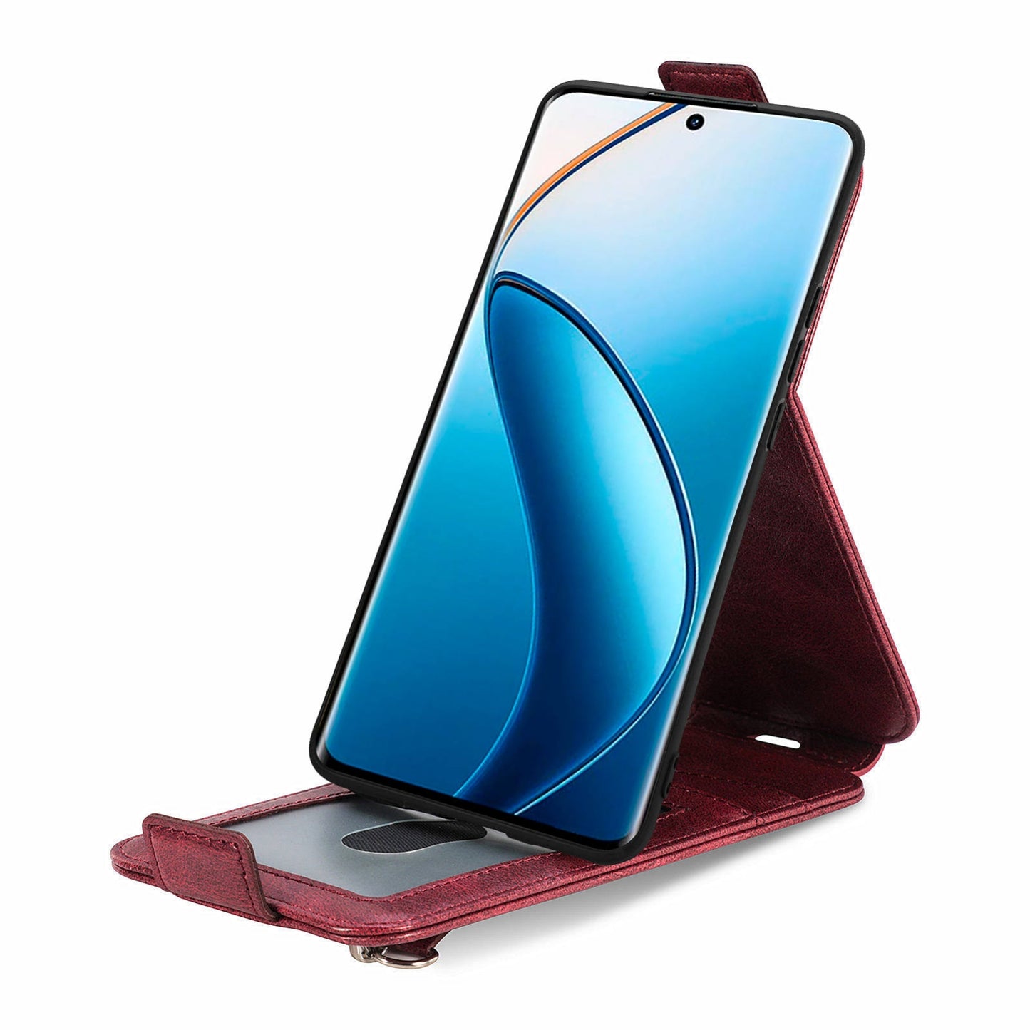 Realme 12+ Zipper Wallet Case - Vertical Flip Leather Phone Cover with Multiple Card Slots and Stand