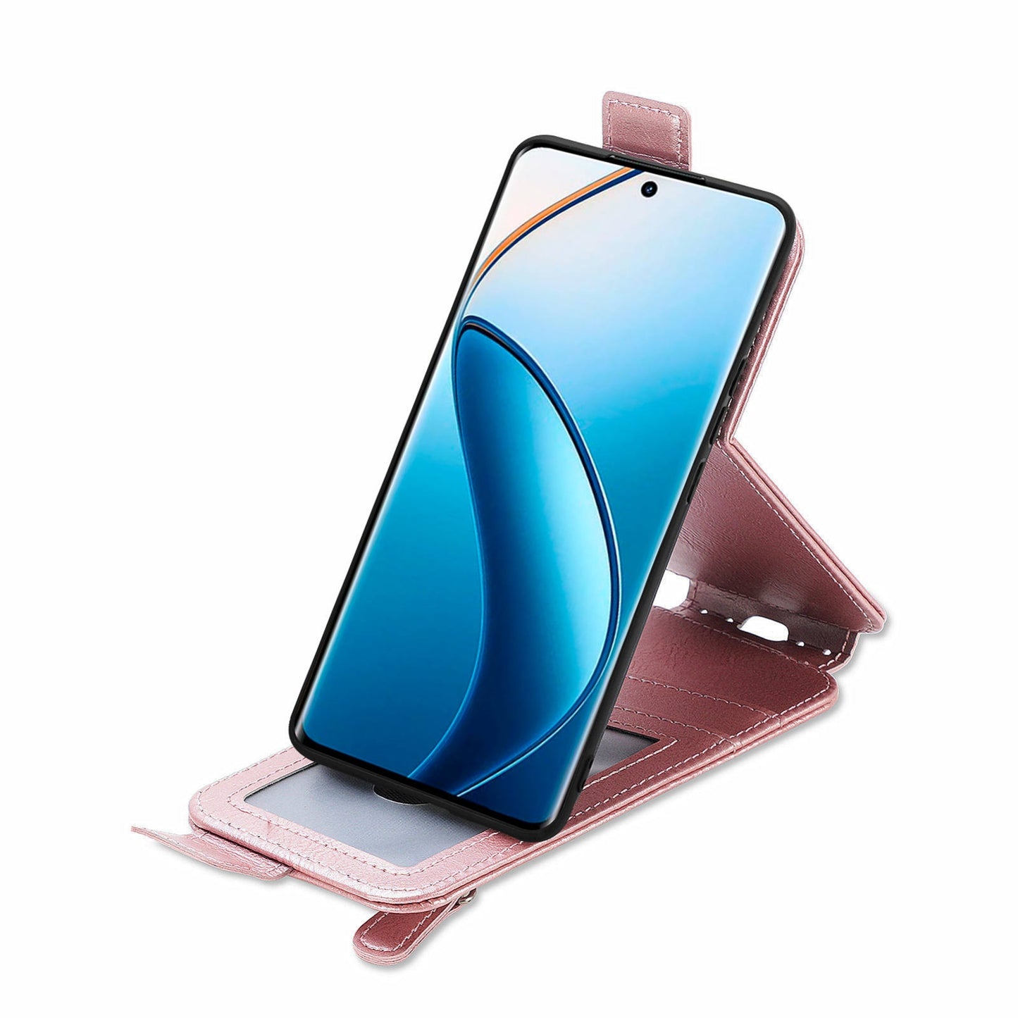 Realme 12+ Zipper Wallet Case - Vertical Flip Leather Phone Cover with Multiple Card Slots and Stand