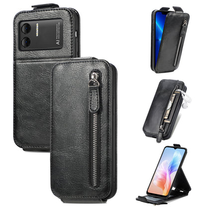 DOOGEE X98 Zipper Wallet Case - Vertical Flip Leather Phone Cover with Multiple Card Slots and Stand