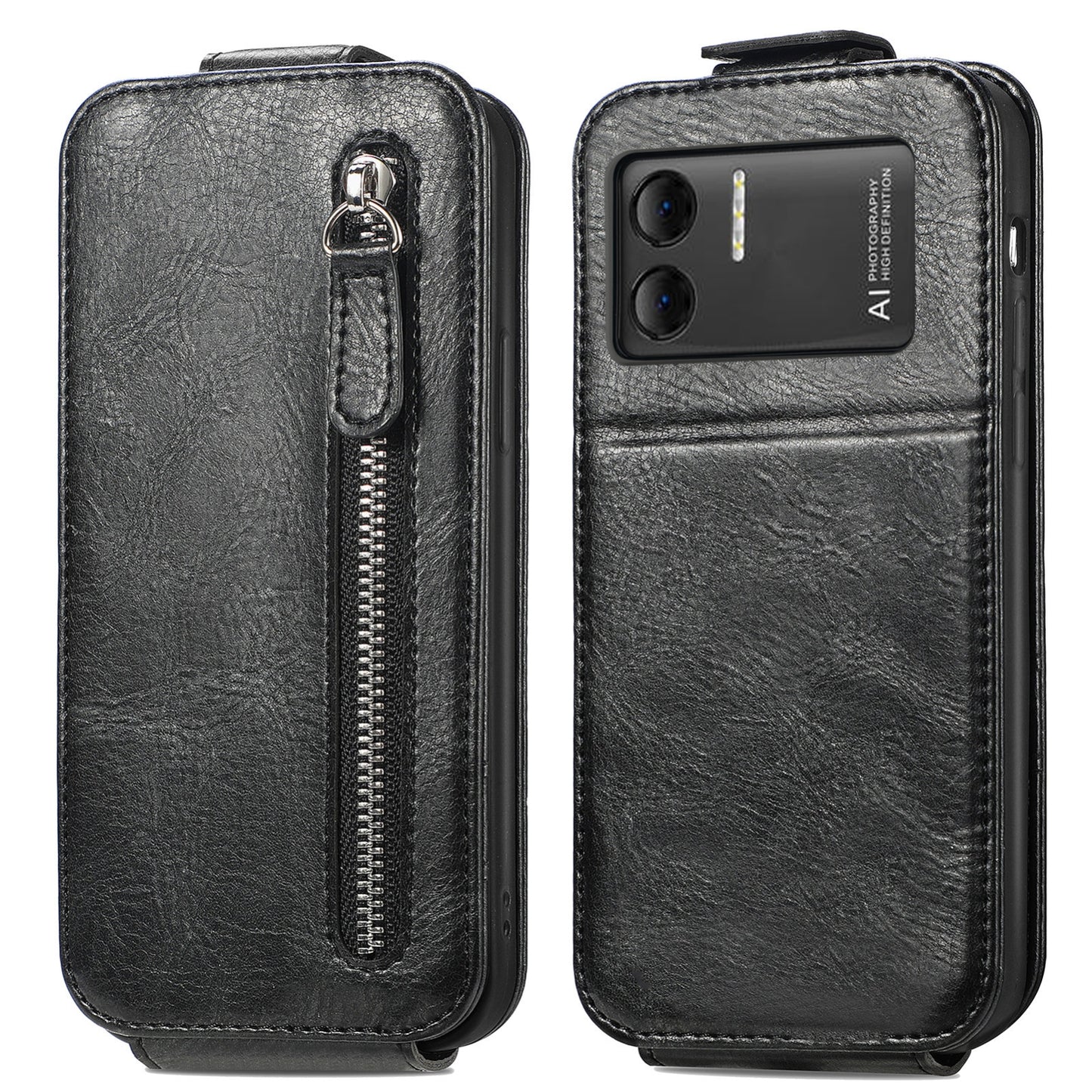 DOOGEE X98 Zipper Wallet Case - Vertical Flip Leather Phone Cover with Multiple Card Slots and Stand