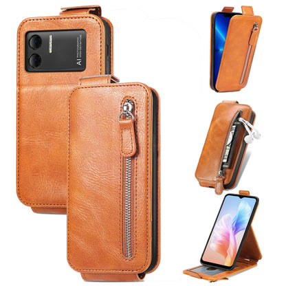 DOOGEE X98 Pro Zipper Wallet Case - Vertical Flip Leather Phone Cover with Multiple Card Slots and Stand