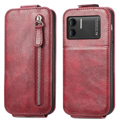 DOOGEE X98 Zipper Wallet Case - Vertical Flip Leather Phone Cover with Multiple Card Slots and Stand