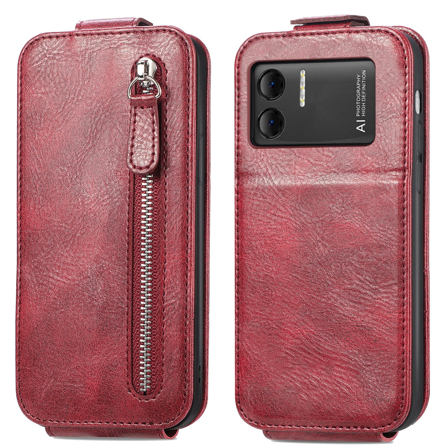 DOOGEE X98 Pro Zipper Wallet Case - Vertical Flip Leather Phone Cover with Multiple Card Slots and Stand