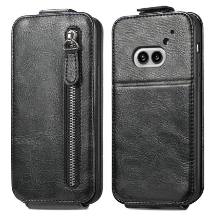 Nothing Phone 2a Zipper Wallet Case - Vertical Flip Leather Phone Cover with Multiple Card Slots and Stand
