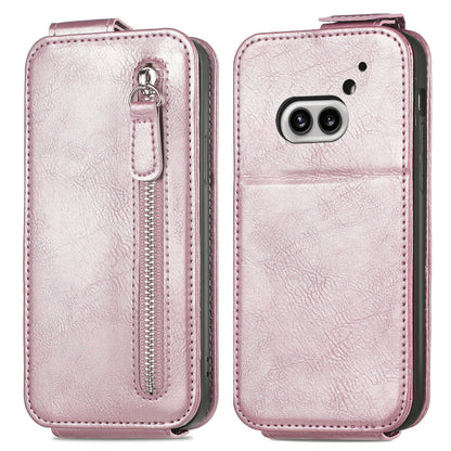 Nothing Phone 2a Zipper Wallet Case - Vertical Flip Leather Phone Cover with Multiple Card Slots and Stand