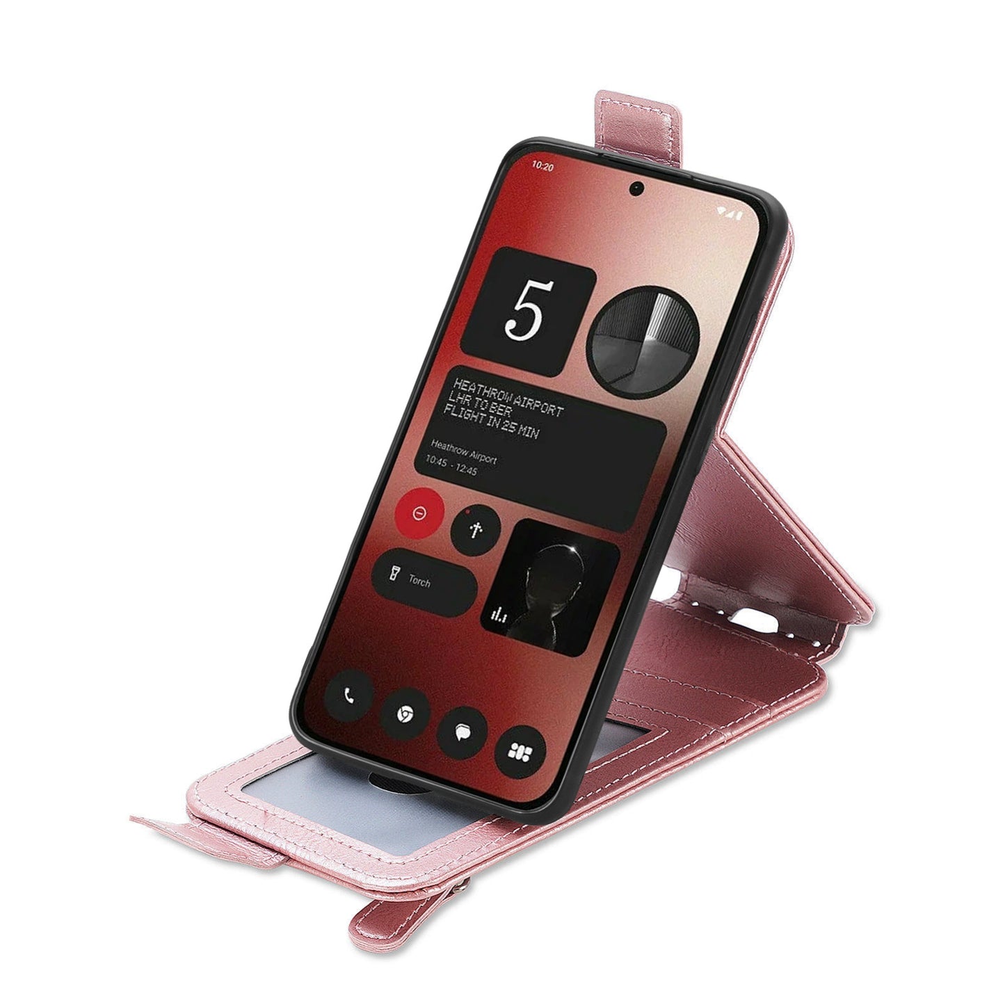 Nothing Phone 2a Zipper Wallet Case - Vertical Flip Leather Phone Cover with Multiple Card Slots and Stand