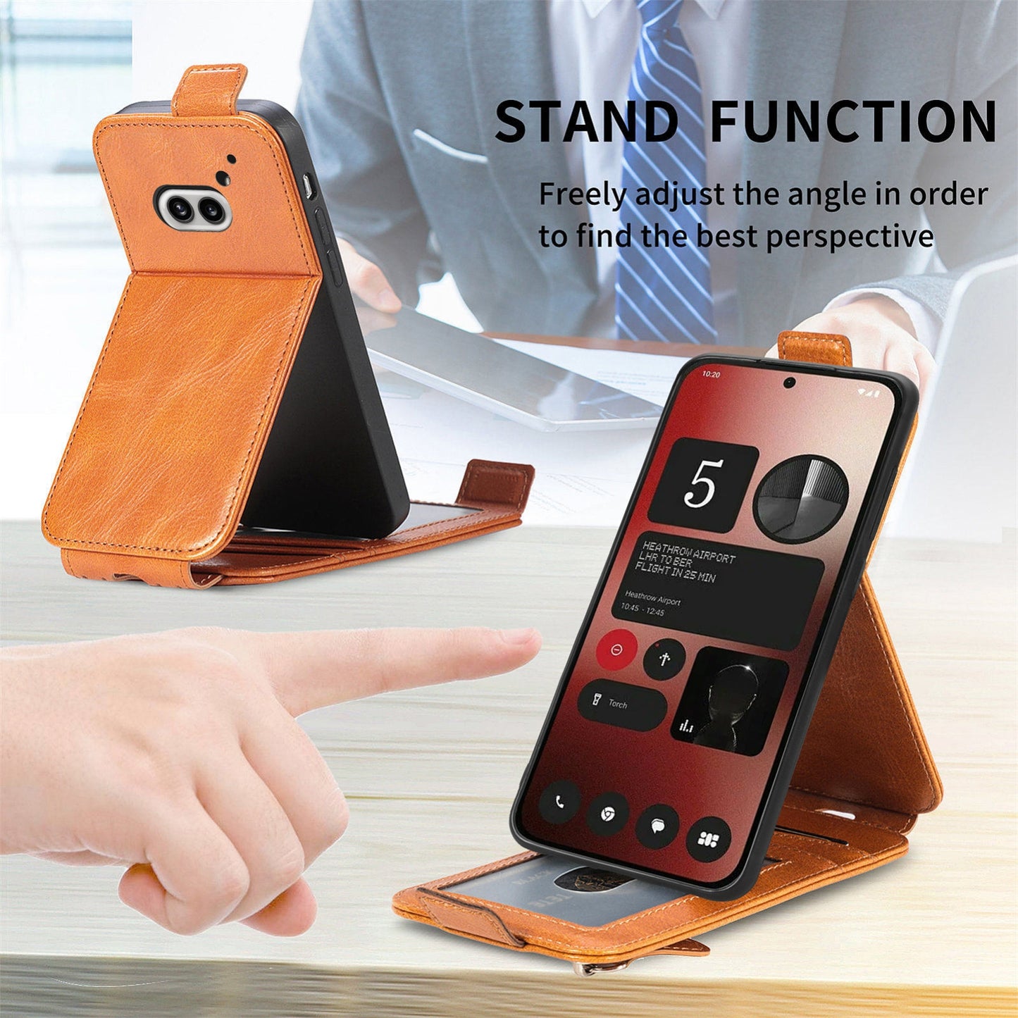 Nothing Phone 2a Zipper Wallet Case - Vertical Flip Leather Phone Cover with Multiple Card Slots and Stand