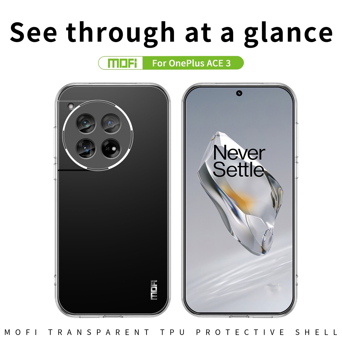 OnePlus Ace 3 Clear TPU Case - Ultra-Thin, Shockproof, Anti-Yellowing Transparent Soft Protective Cover with Precise Cutouts, Scratch Resistance & Lightweight Design