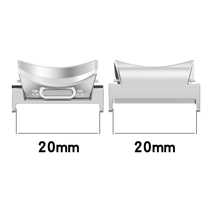 Gold Curved Metal Watch Band Connectors for Samsung Galaxy Watch6 / 6 Classic 20mm (1 Pair, Stainless Steel)